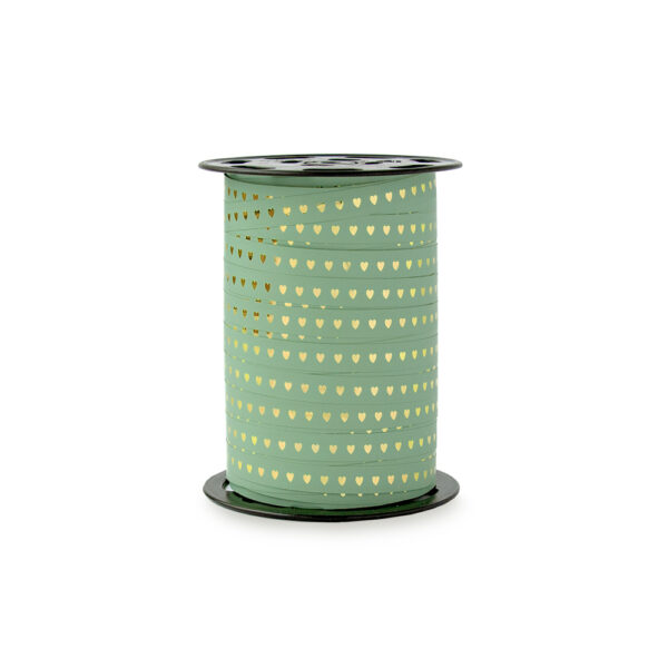 Cadeaulinten - Heart - Misty Green - Nude (1 cm) - 180 meter