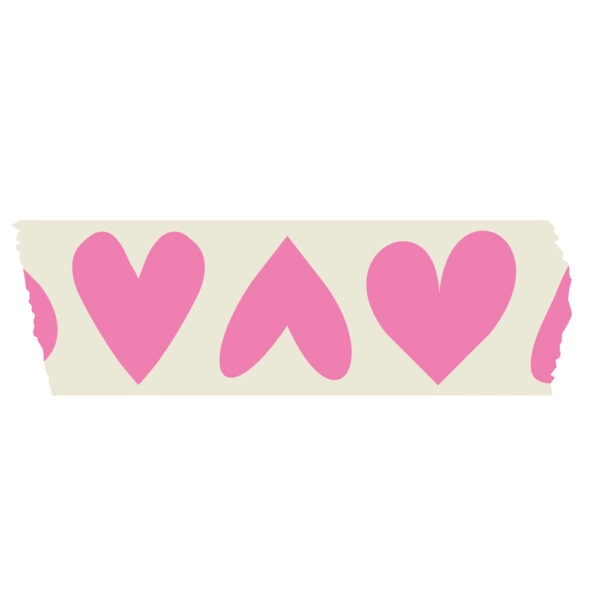 Paper Tape - Hearts - Flamingo Pink (5 cm) - 50 meter - Afbeelding 2