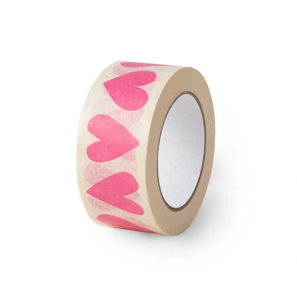 Paper Tape - Hearts - Flamingo Pink (5 cm) - 50 meter