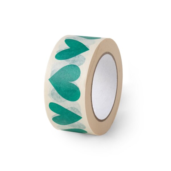 Paper Tape - Hearts - Turquoise (5 cm) - 50 meter