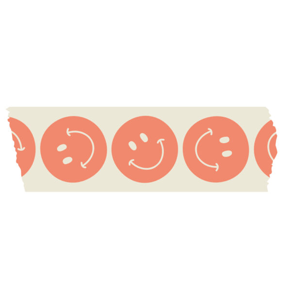 Paper Tape - Smiley - Salmon (5 cm) - 50 meter - Afbeelding 2