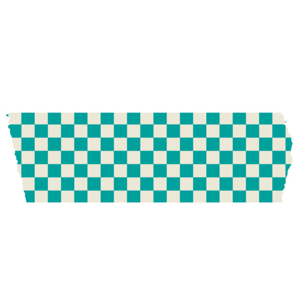 Paper Tape - Check - Turquoise (5 cm) - 50 meter - Afbeelding 2