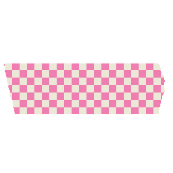 Paper Tape - Check - Flamingo Pink (5 cm) - 50 meter - Afbeelding 2