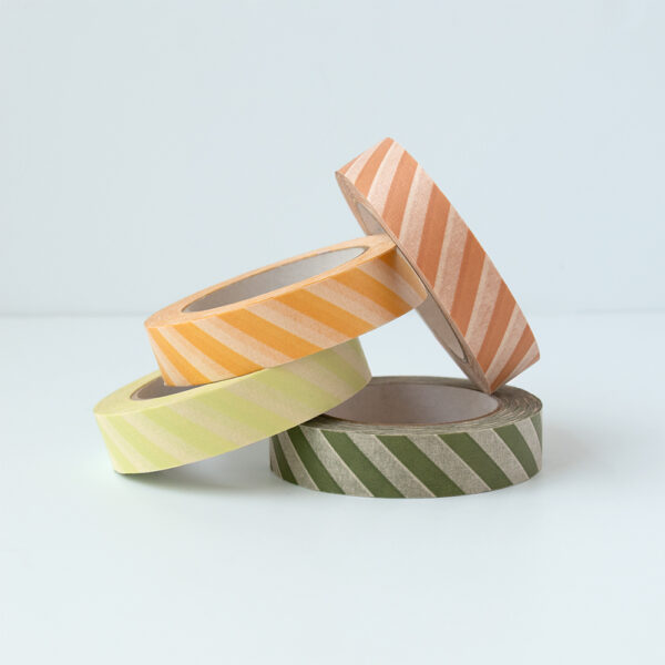Paper Tape Small - Stripes - Forest Green (2,5 cm) - 50 meter - 3 rollen - Afbeelding 4