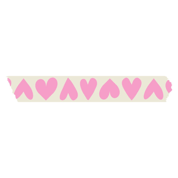 Paper Tape Small - Hearts - Candy Pink (2,5 cm) - 50 meter - 3 rollen - Afbeelding 2
