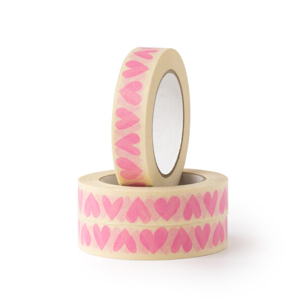 Paper Tape Small - Hearts - Candy Pink (2,5 cm) - 50 meter - 3 rollen
