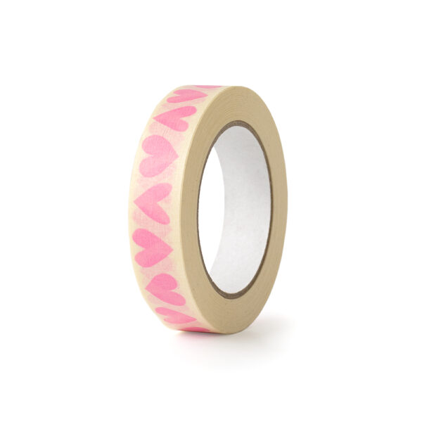 Paper Tape Small - Hearts - Candy Pink (2,5 cm) - 50 meter - 3 rollen - Afbeelding 3