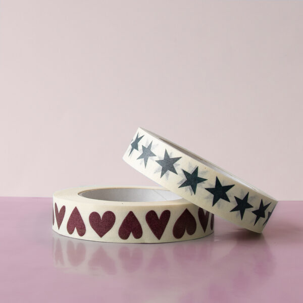 Paper Tape Small - Hearts - Beet Red (2,5 cm) - 50 meter - 3 rollen - Afbeelding 3