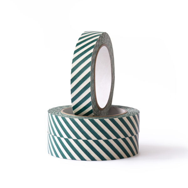 Paper Tape Small - Stripes - Jade Blue (2,5 cm) - 50 meter - 3 rollen