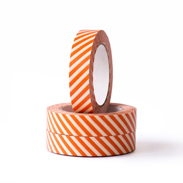 Paper Tape Small - Stripes - Poppy Red (2,5 cm) - 50 meter - 3 rollen