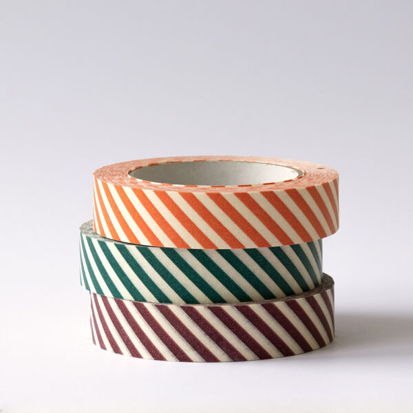 Paper Tape Small - Stripes - Poppy Red (2,5 cm) - 50 meter - 3 rollen - Afbeelding 3