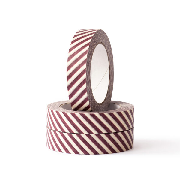 Paper Tape Small - Stripes - Beet Red (2,5 cm) - 50 meter - 3 rollen