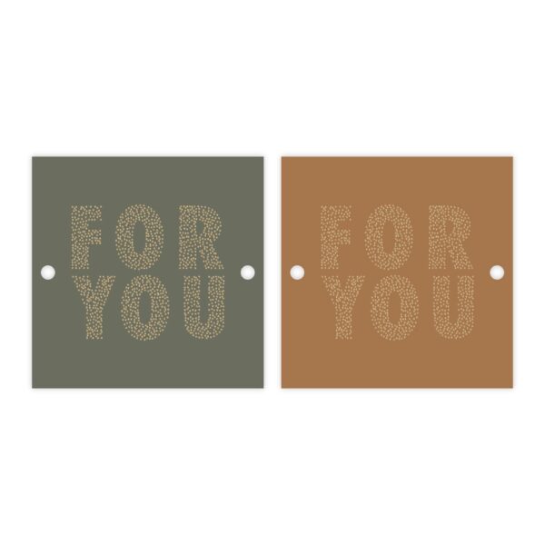 Cadeaulabels Duo - For You Dots - Green / Cognac - 50 stuks