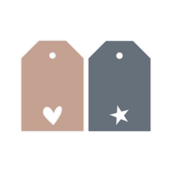 Cadeaulabels Duo - Diecut Heart / Stars - 50 stuks