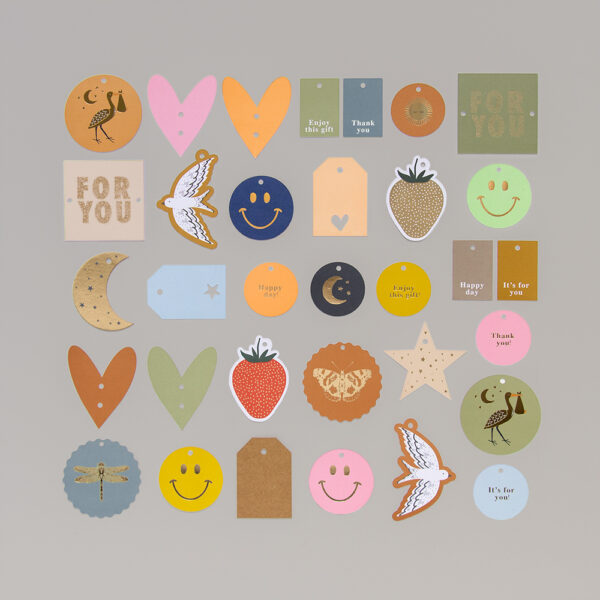 Cadeaulabels Multi - Smiley (Ø 6,5 cm) - 100 stuks - Afbeelding 4
