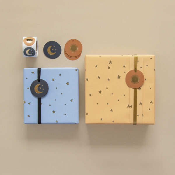 Cadeaulabels Duo - Sun / Moon Gold (Ø 5,5 cm) - 50 stuks - Afbeelding 2