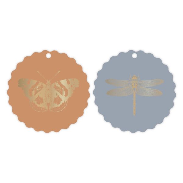 Cadeaulabels Duo - Butterfly / Dragonfly (Ø 8 cm) - 50 stuks