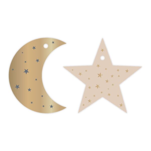 Cadeaulabels Duo - Moon / Star Pastel - 50 stuks