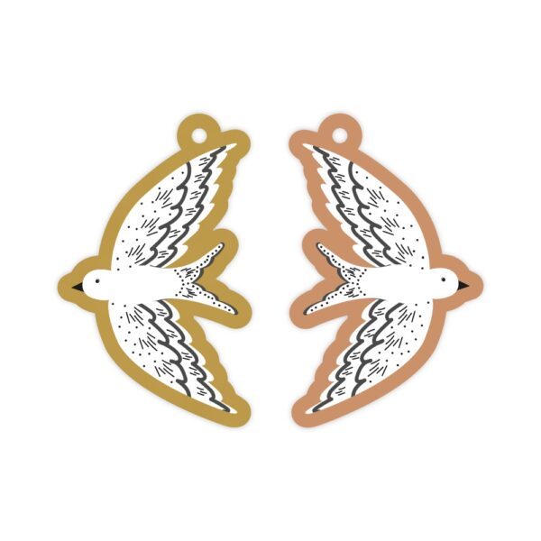 Cadeaulabels Duo - Birds Orange / Yellow - 50 stuks