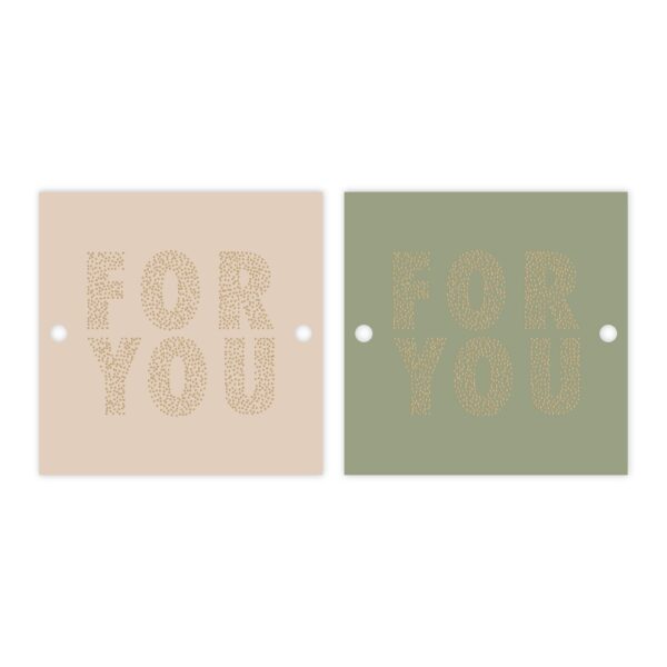 Cadeaulabels Duo - For You Beige / Old Green - 50 stuks