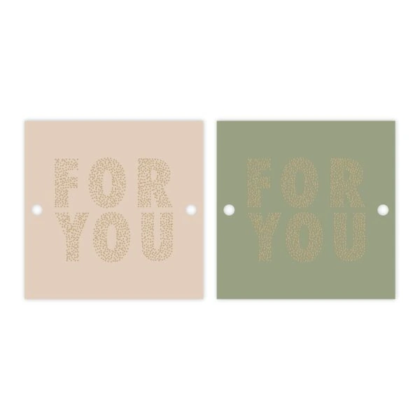 Cadeaulabels Duo - For You Beige / Old Green - 50 stuks