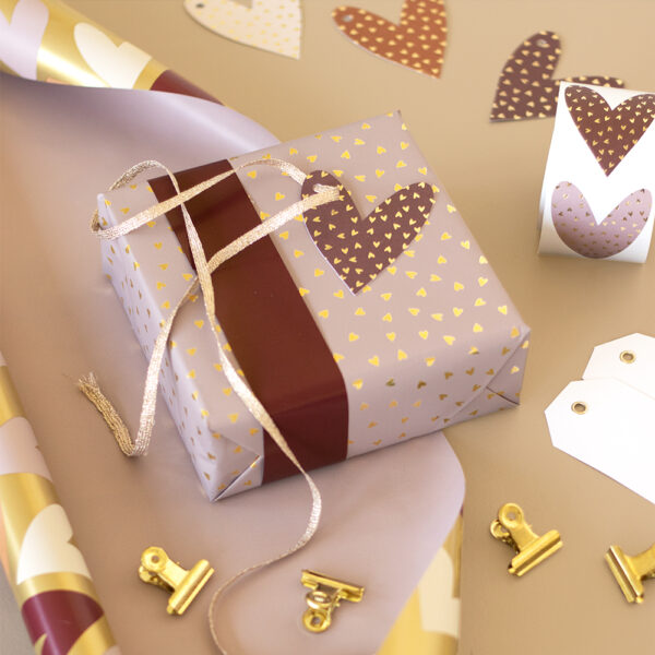 Cadeaulabels Multi - Hearts All Over - Gold - 100 stuks - Afbeelding 2