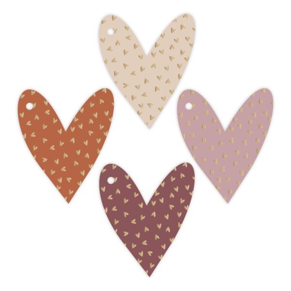 Cadeaulabels Multi - Hearts All Over - Gold - 100 stuks