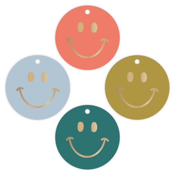 Cadeaulabels Multi - Smiley Gold Faded (Ø 6,5 cm) - 100 stuks