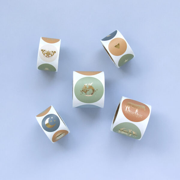 Cadeaustickers Duo - Sun / Moon Gold (Ø 3,5 cm) - 250 stuks - Afbeelding 4