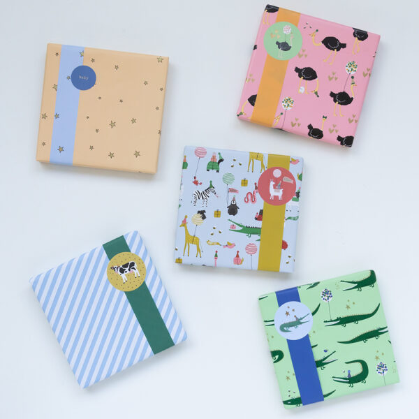 Cadeaustickers Duo - Ostrich / Crocodile Gold (Ø 5,5 cm) - 250 stuks - Afbeelding 3