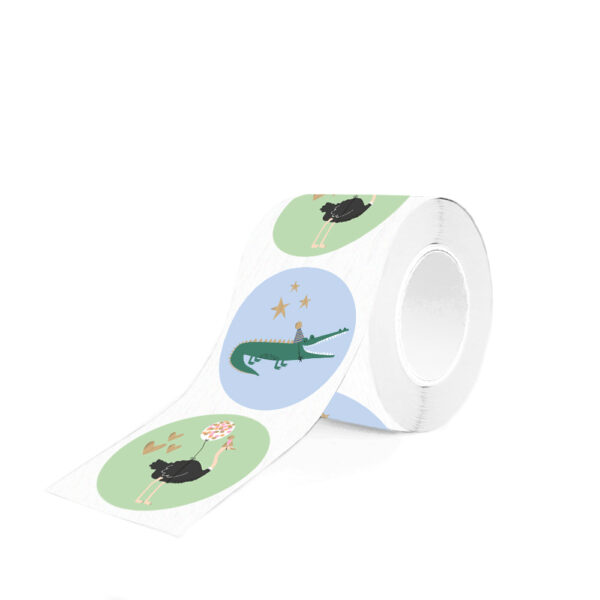 Cadeaustickers Duo - Ostrich / Crocodile Gold (Ø 5,5 cm) - 250 stuks - Afbeelding 2