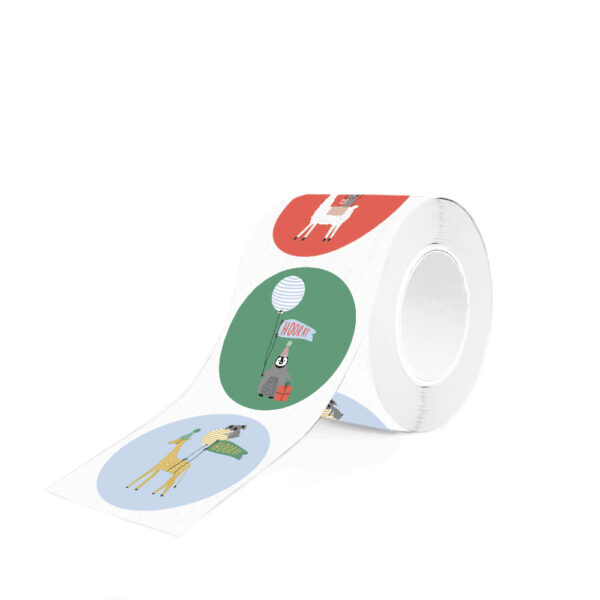 Cadeaustickers Multi - Party Animals (Ø 5,5 cm) - 250 stuks - Afbeelding 2