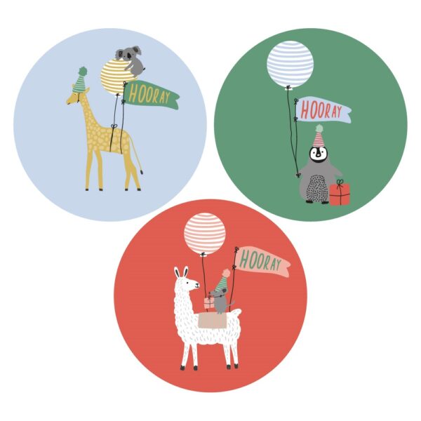 Cadeaustickers Multi - Party Animals (Ø 5,5 cm) - 250 stuks
