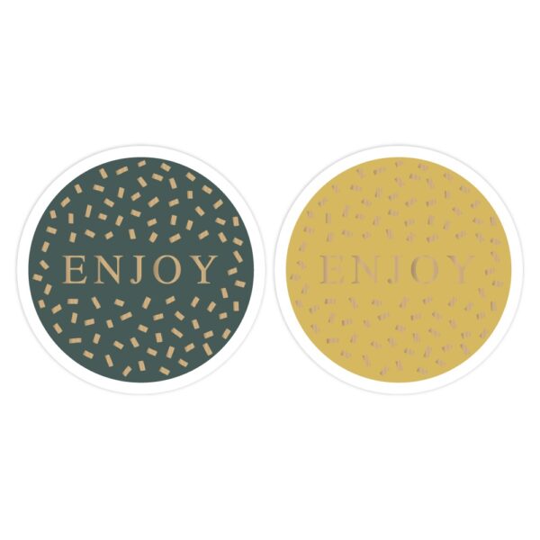 Cadeaustickers Duo - Enjoy Confetti Gold (Ø 5,5 cm) - 250 stuks