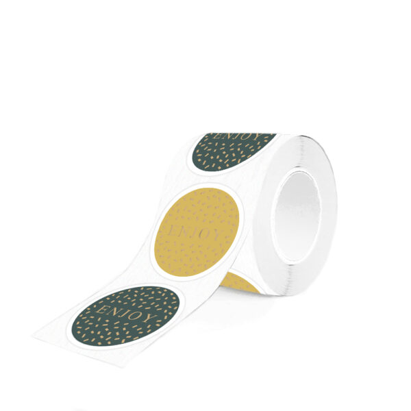 Cadeaustickers Duo - Enjoy Confetti Gold (Ø 5,5 cm) - 250 stuks - Afbeelding 2