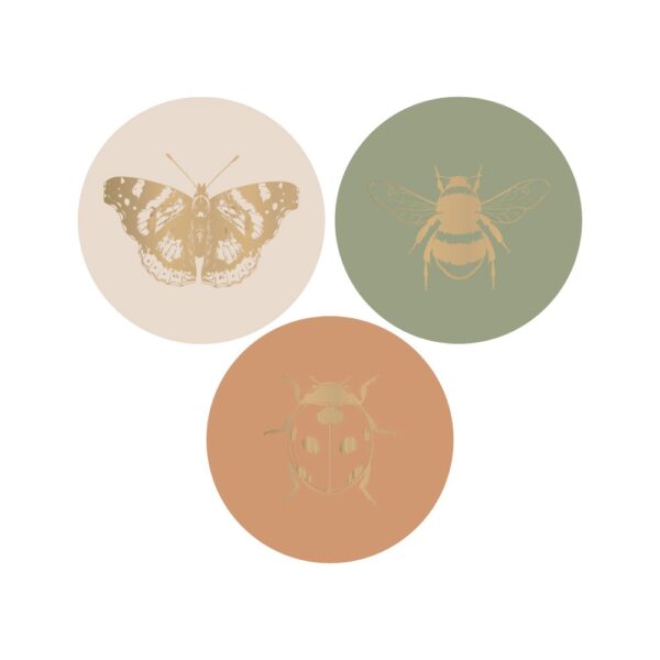 Cadeaustickers Multi - Nature Insects Gold - Faded  (Ø 3,5 cm) - 250 stuks