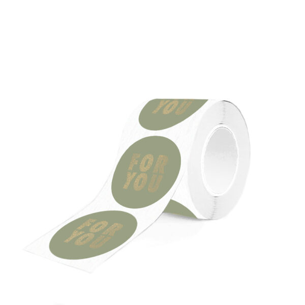 Cadeaustickers - For You Gold - Old Green (Ø 5,5 cm) - 250 stuks - Afbeelding 2