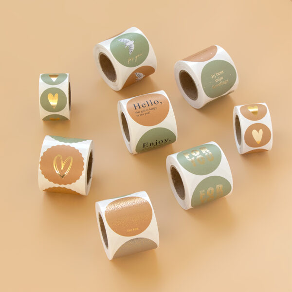 Cadeaustickers Multi - Little Dot Gold - Faded (Ø 5,5 cm) - 250 stuks - Afbeelding 4
