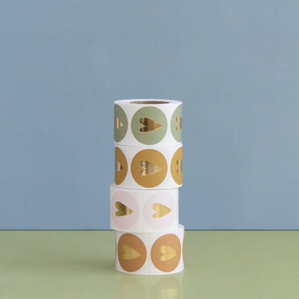 Cadeaustickers - Heart - Old Orange (Ø 3,5 cm) - 250 stuks - Afbeelding 3