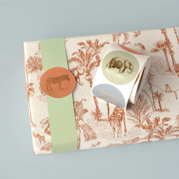 Cadeaustickers Multi - Jungle Vintage Gold (Ø 5,5 cm) - 250 stuks - Afbeelding 3