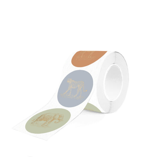 Cadeaustickers Multi - Jungle Vintage Gold (Ø 5,5 cm) - 250 stuks - Afbeelding 2
