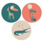 Cadeaustickers Multi - Party Animals Gold Happy (Ø 5,5 cm) - 250 stuks