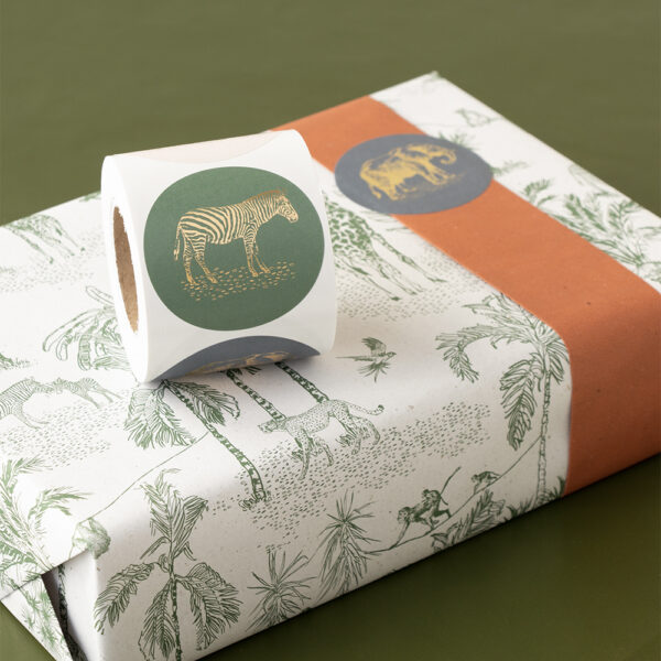 Cadeaustickers Multi - Jungle Vintage Gold Faded (Ø 5,5 cm) - 250 stuks - Afbeelding 3