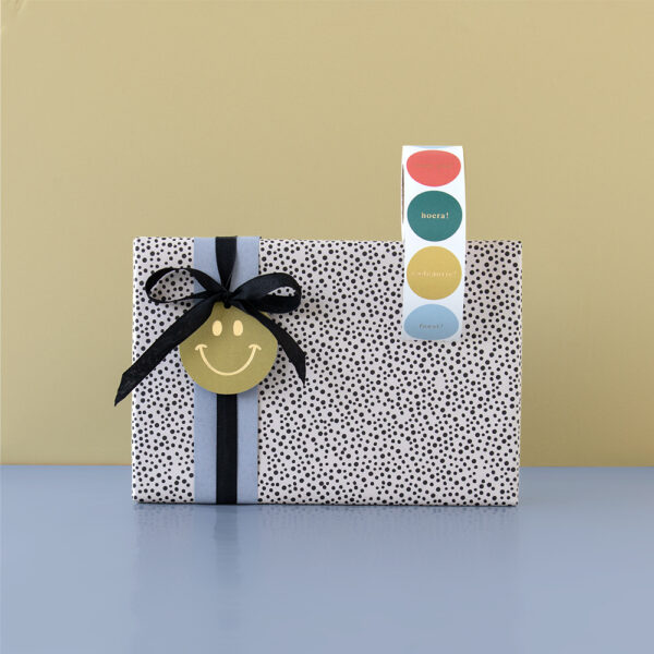 Cadeaustickers Multi - Tekst Mini (NL) Gold (Ø 3,5 cm) - 250 stuks - Afbeelding 3