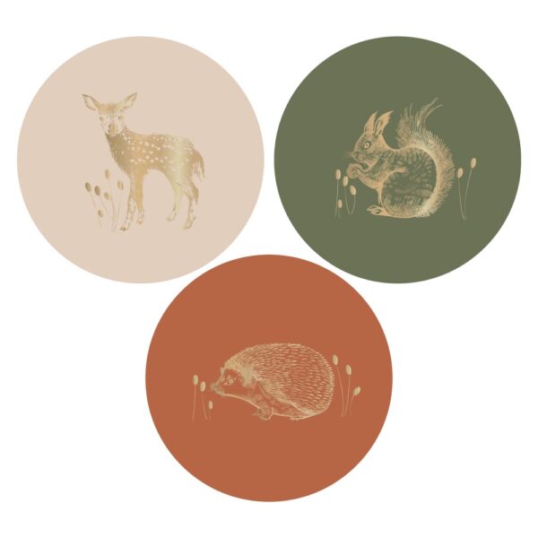 Cadeaustickers Multi - Forest Animals Gold Faded (Ø 5,5 cm) - 250 stuks