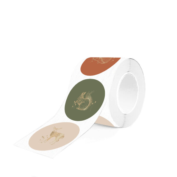 Cadeaustickers Multi - Forest Animals Gold Faded (Ø 5,5 cm) - 250 stuks - Afbeelding 2