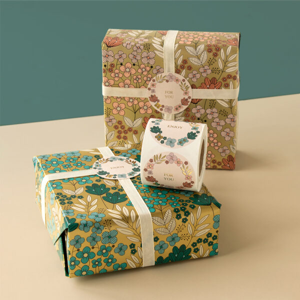 Cadeaustickers Duo - Flower Field Gold - Pink/ Blue  (Ø 5,5 cm) - 250 stuks - Afbeelding 3