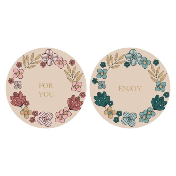 Cadeaustickers Duo - Flower Field Gold - Pink/ Blue  (Ø 5,5 cm) - 250 stuks
