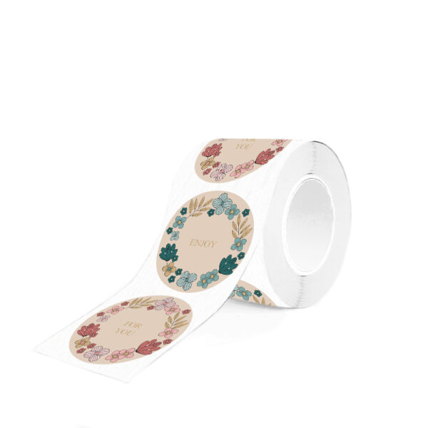 Cadeaustickers Duo - Flower Field Gold - Pink/ Blue  (Ø 5,5 cm) - 250 stuks - Afbeelding 2
