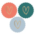 Cadeaustickers Multi - Heart Gold - Bright  (Ø 5,5 cm) - 250 stuks